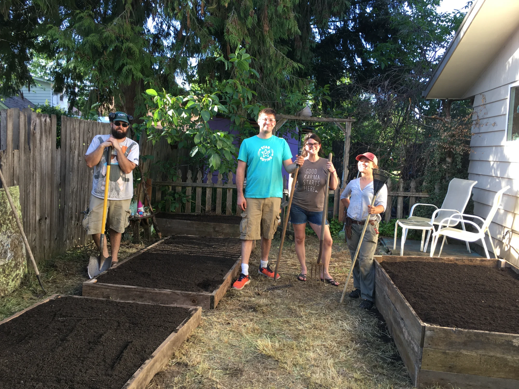 Completed garden beds at Faulkner